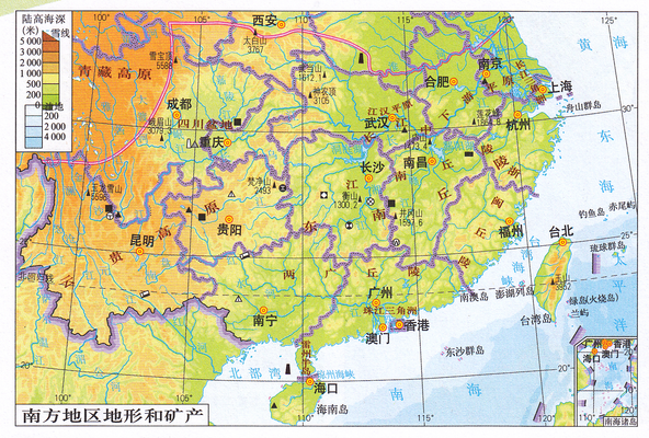 单  位 :  上传时间 : 2012-04-11 17:57:04 南方地区地形和矿产.